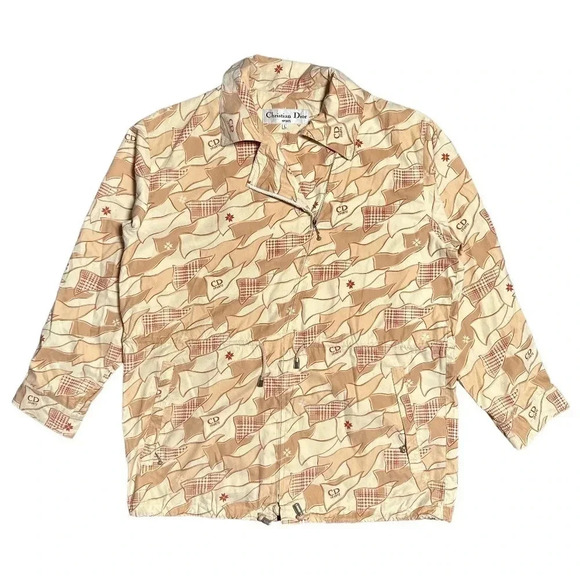 Vintage 90s Christian Dior Sports All Over Print Windbreaker Jacket Womens Large - Picture 1 of 15
